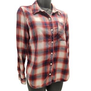 Forever 21 Plaid Long Sleeve Button Down Flannel Shirt Size M